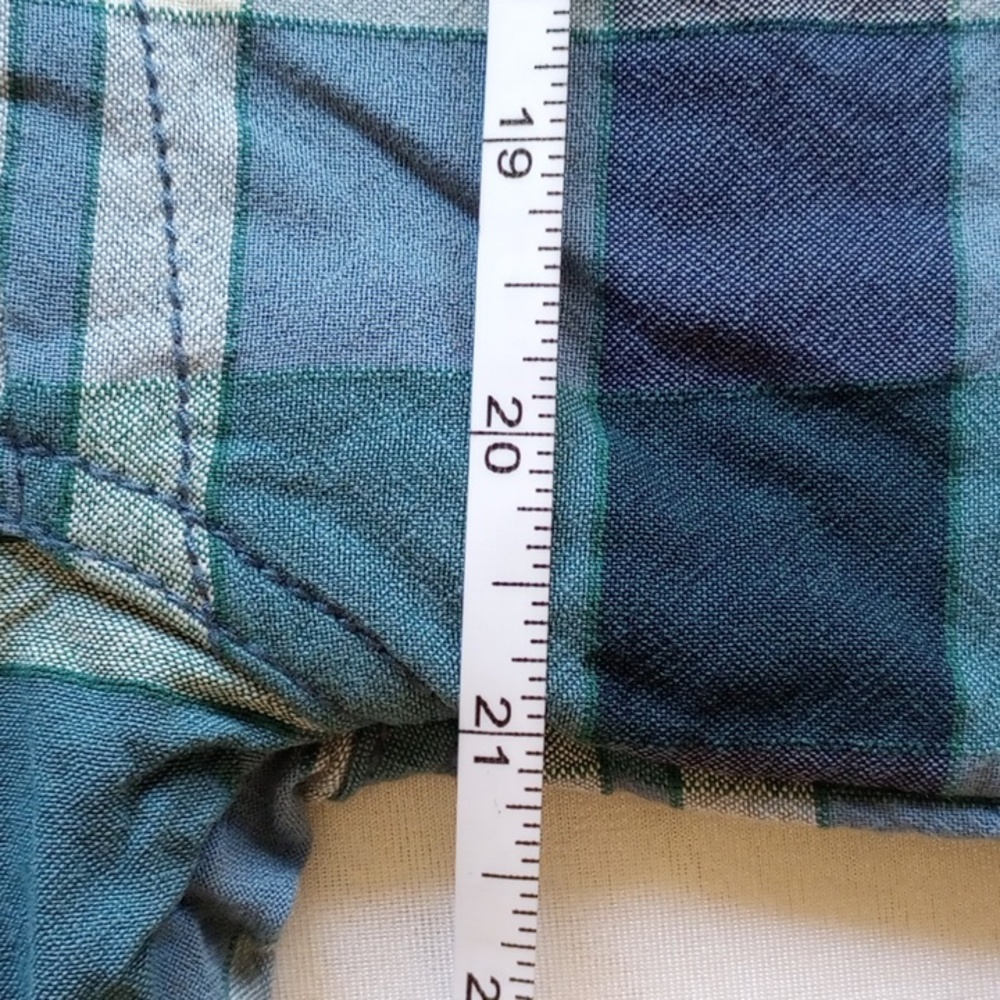 Free People Oversized Raw Hem Button Down Shirt S Blue Plaid - Picture 6 of 8